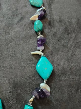 Collana perle naturali turchesi e ametista