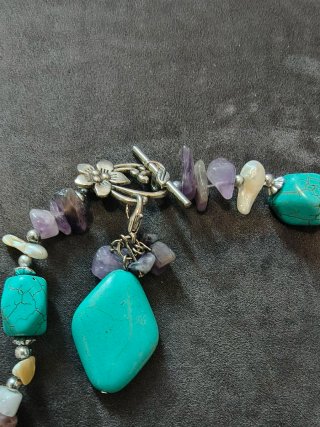 Collana perle naturali turchesi e ametista