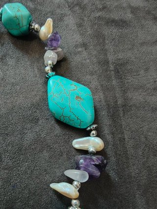 Collana perle naturali turchesi e ametista