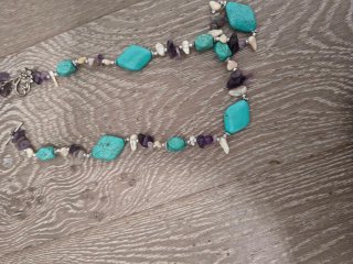 Collana perle naturali turchesi e ametista