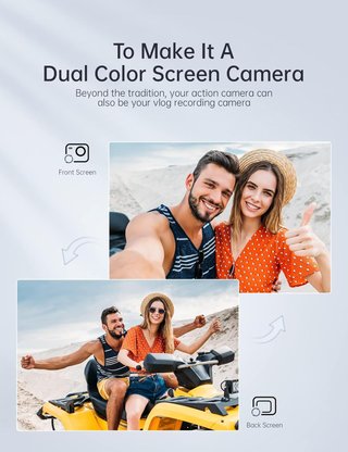 WOLFANG cámara deportiva doble pantalla 4k
