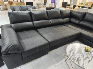 Sofá Chaise Longue Polipiel Negro
