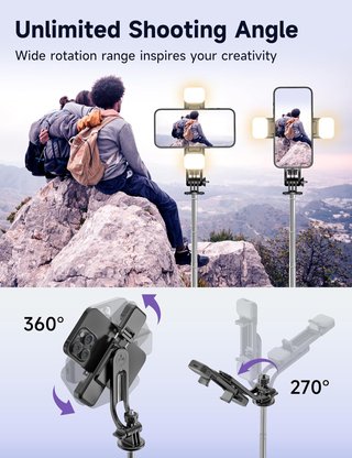 Selfie Stick trípode luces portátil 135cm