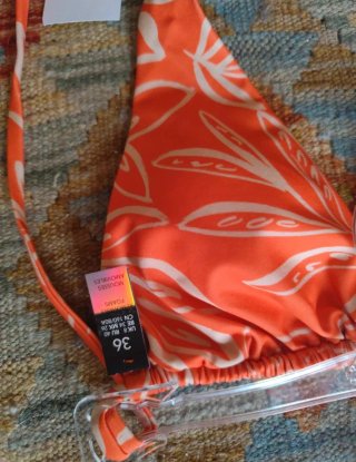 Bikini Etam naranja y blanco Talla S