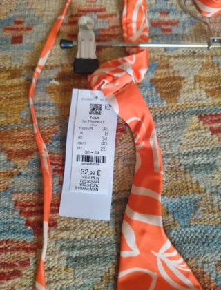 Bikini Etam naranja y blanco Talla S
