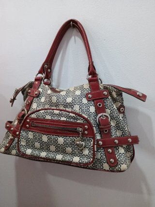 Bolso Kathy Van Zeeland Beige y Rojo