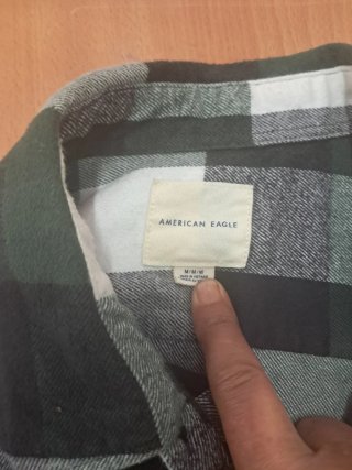 Camisa cuadros American Eagle verde y blanco