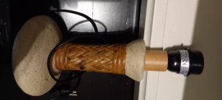 Lampada da tavolo vintage pietra e legno