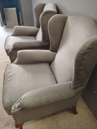 Pareja de sillones grises de tela