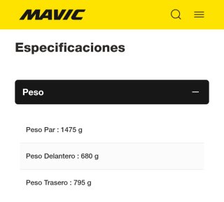 Ruedas Mavic de carbono para bicicleta carretera