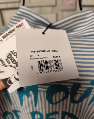 Camisa Guess Talla S Rayas Azul y Blanca
