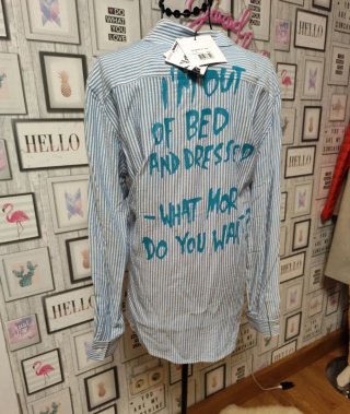 Camisa Guess Talla S Rayas Azul y Blanca