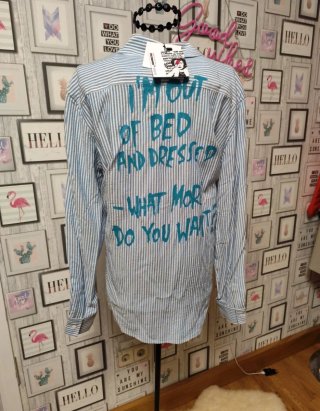Camisa Guess Talla S Rayas Azul y Blanca