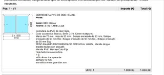 Corredera PVC sin estrenar