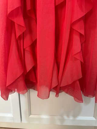 Elegante vestido largo estilo sirena color coral