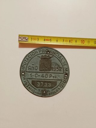 Chapa Tasa Provincial Rodaje Madrid 1952