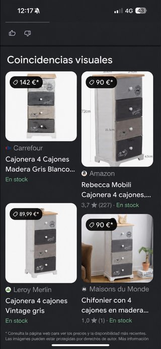 Cajonera Rebecca Mobili estilo Vintage