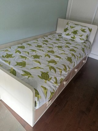 Cama90x190 con colchón 4 cajones  somier y colchón