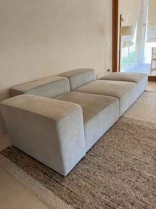 Sofá modular 3 plazas tela gris claro