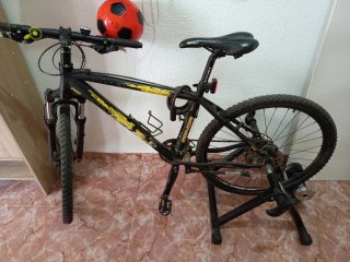 Bicicleta de montaña con rodillo