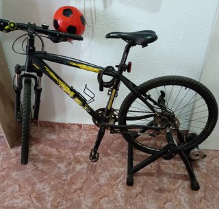 Bicicleta de montaña con rodillo