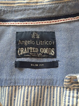Camisa Angelo Litrico Rayas Azul Blanco Talla XXL