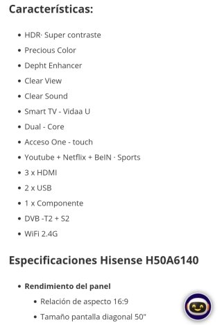 TV Hisense 50" H50A6140 REPARAR o piezas