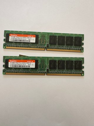 Hynix PC2-3200U-333-12 2 MÓDULOS 512MB DDR2 400MHZ