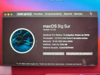 MacBook Pro 2013 16GB i7 2.8GHz Plata
