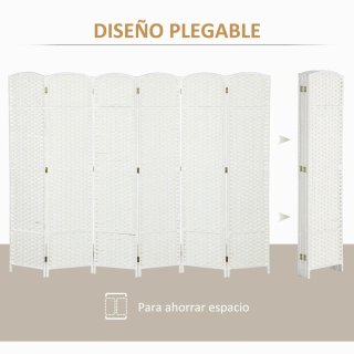 Biombo Separador 6 Paneles Blanco