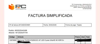 TV Samsung 43" todavía en garantía