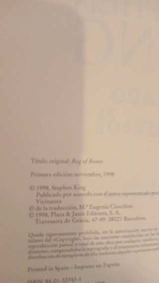 Un saco de huesos. PRIMERA EDICIÓN. Stephen King