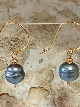 Pendientes Perlas Barrocas Agua Dulce Azules