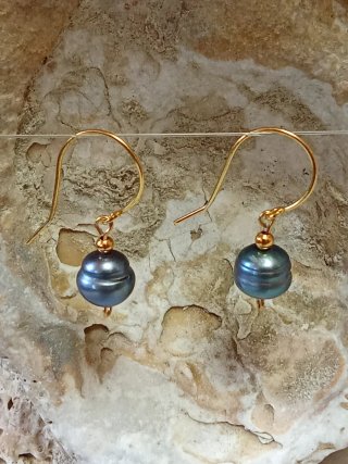 Pendientes Perlas Barrocas Agua Dulce Azules
