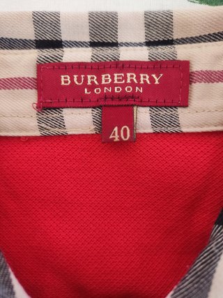 Polo Burberry Rojo Cuello Cuadros Talla 40