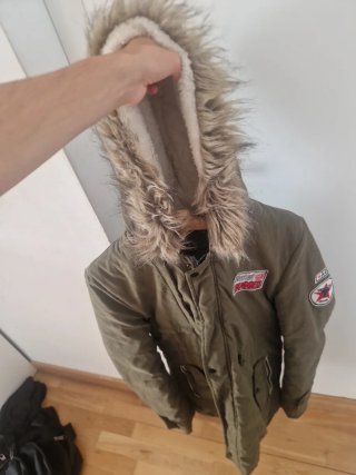 Chaqueta Roket Rugged verde militar con pelo