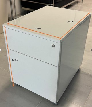 Cajonera Oficina Metálica Blanca con Ruedas