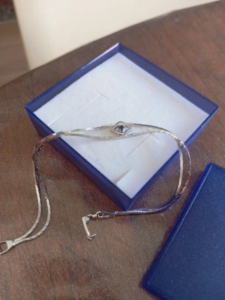 Bracciale antico argento con zaffiro blu