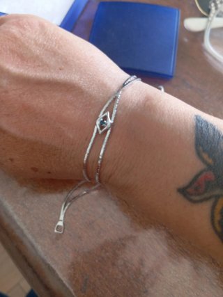 Bracciale antico argento con zaffiro blu