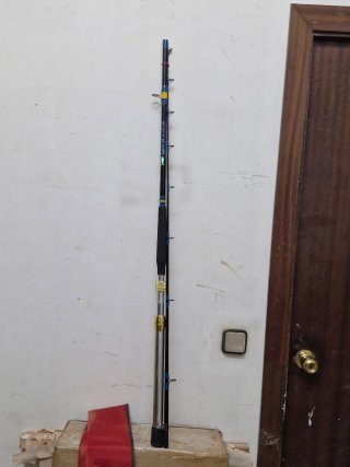 Caña de pescar con detalles dorados