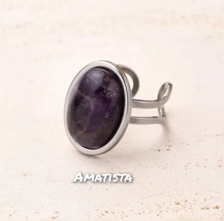 Anillo Amatista acero ajustable