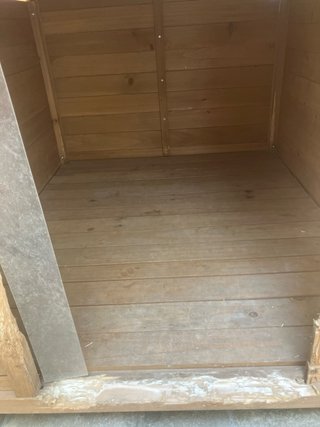 Caseta perro grande madera tejado verde