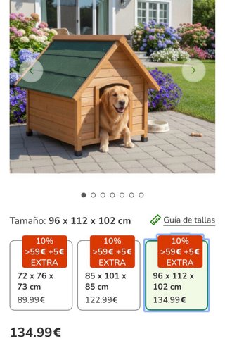 Caseta perro grande madera tejado verde