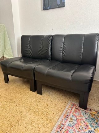 2 Butacas Piel Sintética Negra