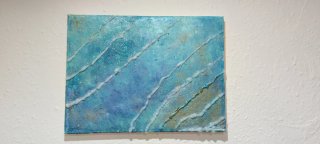 Cuadro abstracto hecho a mano oceano