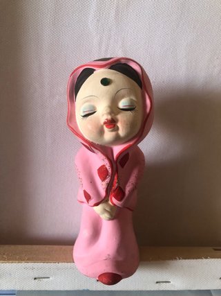 Pareja Besucones Años 70 Cerámica 14 cm