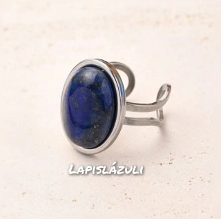 Anillo Acero Ajustable Lapis Lazuli Azul