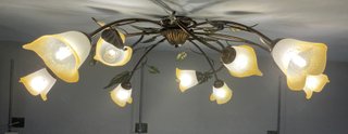 Lampada soffitto 9 luci metallo marrone/verde