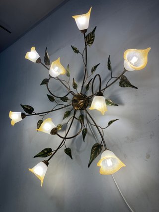 Lampada soffitto 9 luci metallo marrone/verde