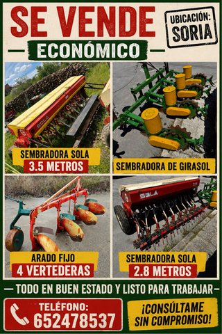 Lote de aperos agrícolas: Sembradora y Arado